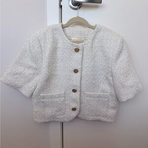 Abercrombie & Fitch Women's White Tweed Blazer